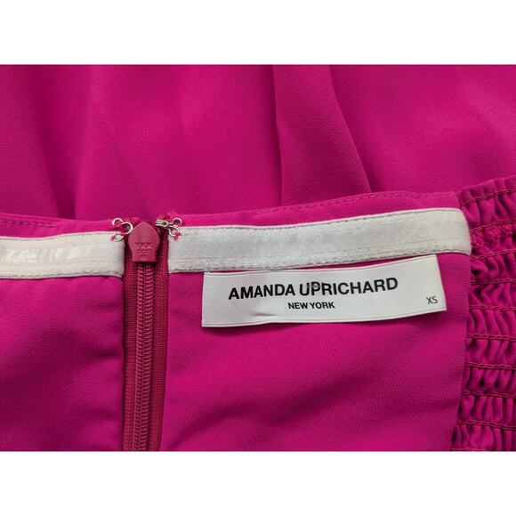 Amanda Uprichard Sz XS GRECA Hot Pink (Fuschia) Babydoll Halterk Mini Dress - Picture 7 of 7